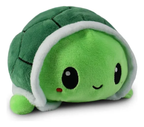 Peluche Tortuga Reversible Verde Feliz Enojado Sensorial