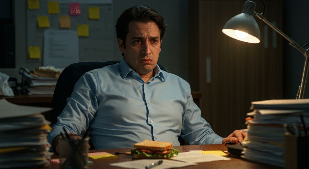 Hombre con ansiedad laboral